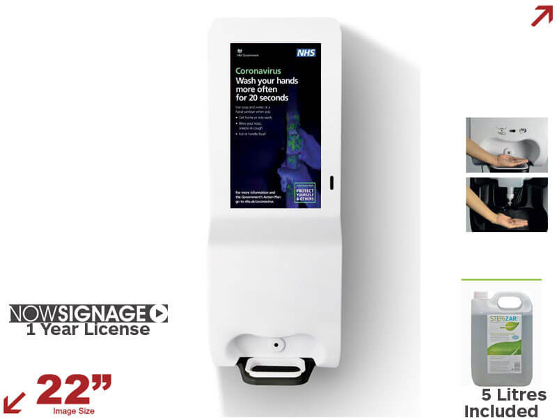 22” Digital Signage Monitor Hand Sanitiser Station